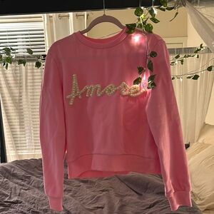 Endless Rose pink beaded pearl Amore sweater